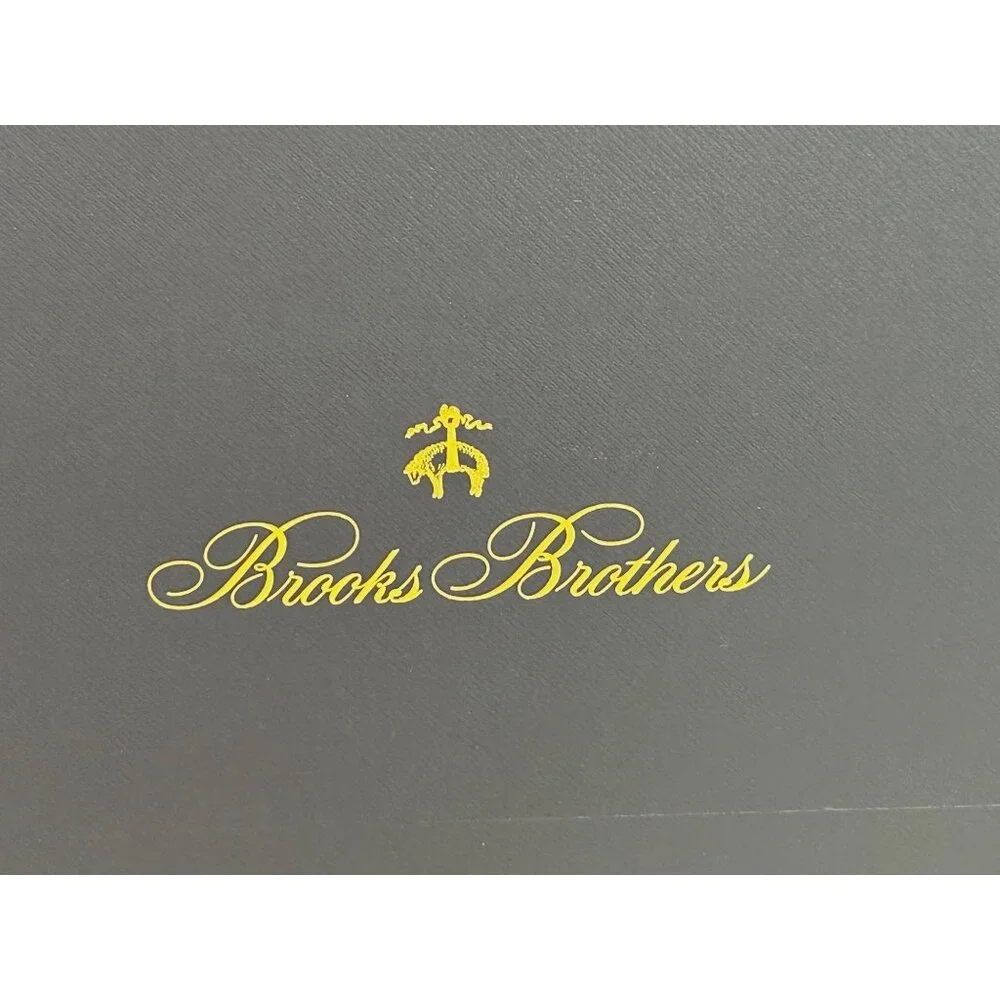 Brooks Brothers Navy Blue Large Gift Box Tissue Paper Logo Sticker Elastic Cords